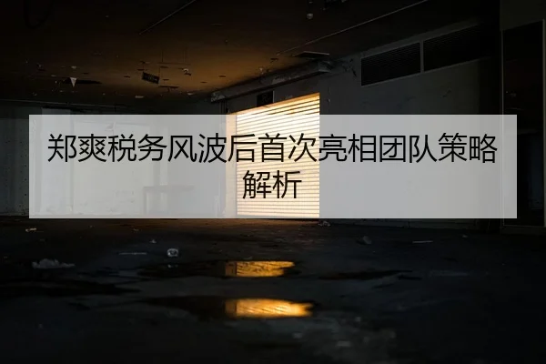 郑爽税务风波后首次亮相团队策略解析